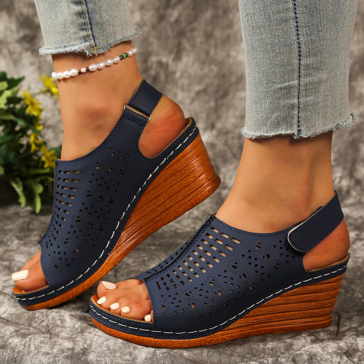 Hollow Out Wedge Heel Sandals for Women Summer 2026 Fashion Peep Toe Platform