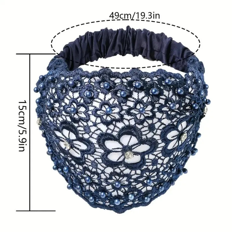 Women's Floral Headband Trio Set - Hollow-Out Design with Beaded Details, Wide Comfortable Hair Bands
