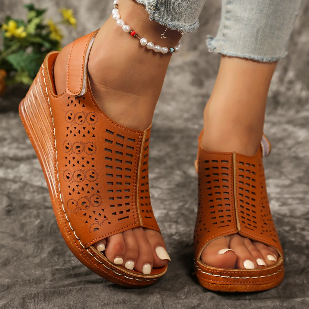Hollow Out Wedge Heel Sandals for Women Summer 2026 Fashion Peep Toe Platform