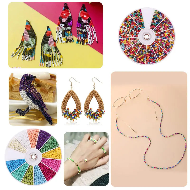 2000pcs/Lot 12Grids Glass Seed, Beads Set Charms for Bracelet' Necklace' & Earrings' Handmade Crafts