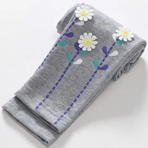 Girls Spring Trouser Leggings, Skinny Print Cartoon Pattern