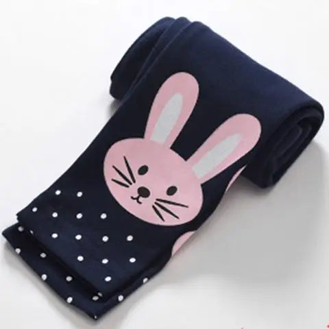 Girls Spring Trouser Leggings, Skinny Print Cartoon Pattern