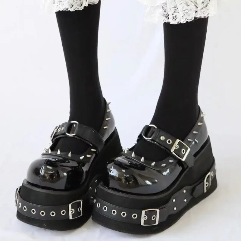 Sneakers Wedge High Heels Shoes Hot Star Graffiti Shoes on Platform Gothic
