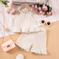 2025 New Girls' Summer Fashion Sets, Sleeveless Ruffle Tank Top & Shorts