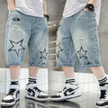 Boys Straight Denim Shorts Wide-leg Knee Length 5-14 Year