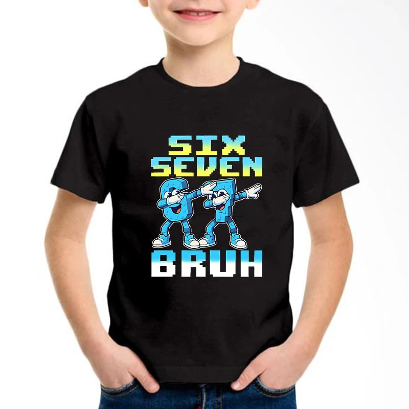 New Funny Six Seven Italian Brainrot Graphic Print T-Shirt Boy/Girl