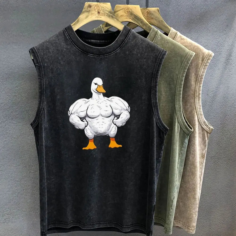 Oversized T Shirt for Men, Vintage Washed, Graphic Print Tank Top Sleeveless Vest