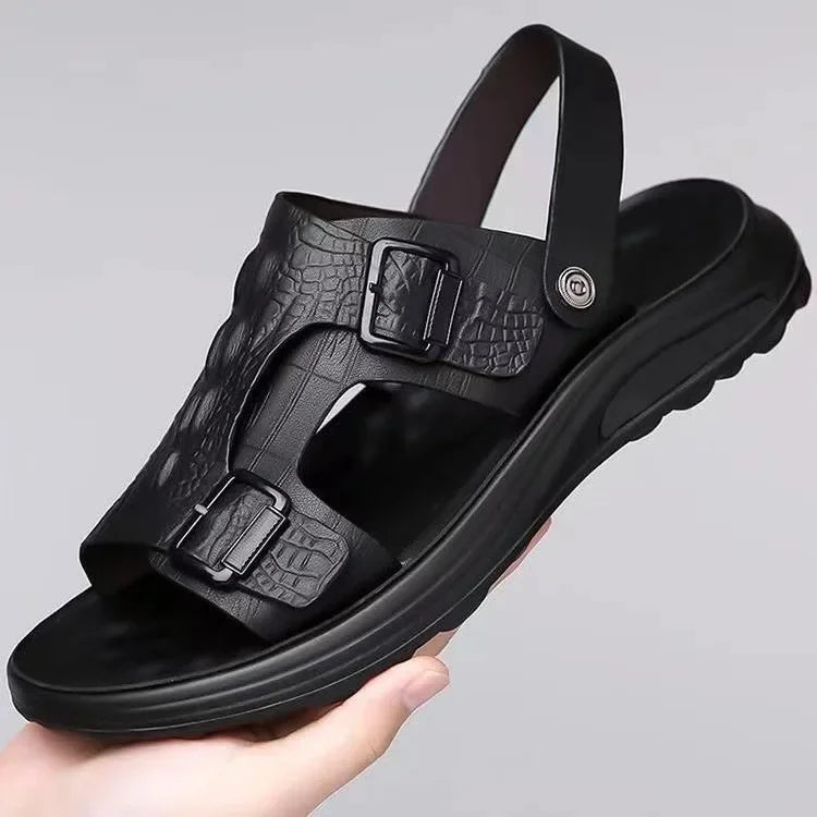 Men's Summer New Soft Bottom Waterproof Anti-slip Driving Beach Shoes Two-use Casual Sandals Outerwear Slip-On Slippers
