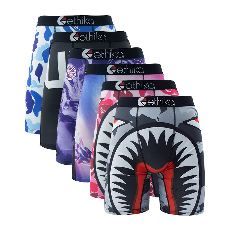 ETHIKA 6Pcs Men's Underwear Boxers, Breathable, Plus Size, Sexy Boxershorts