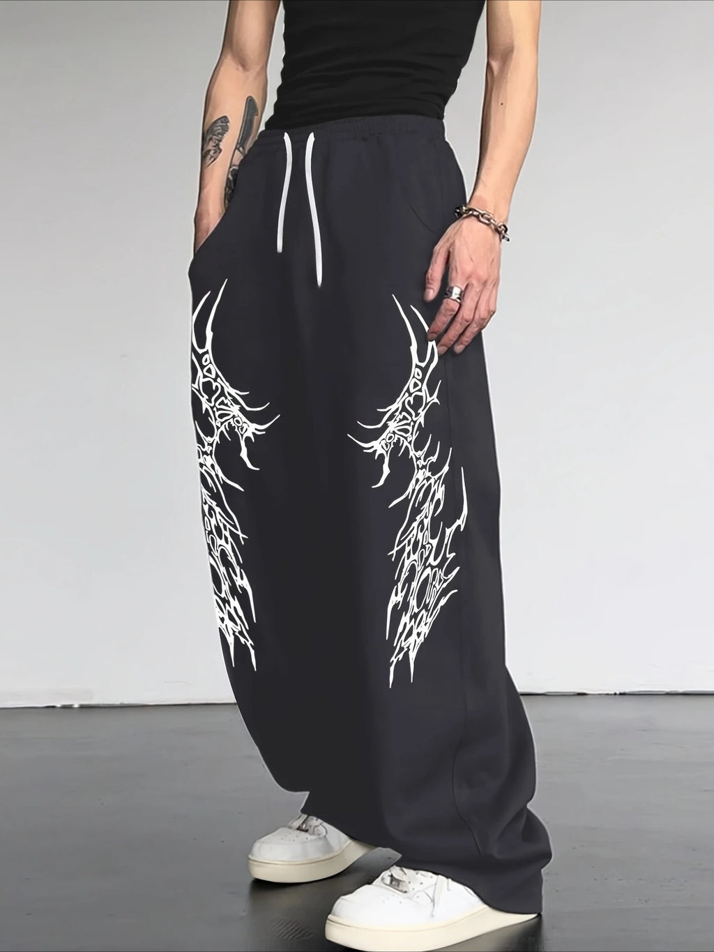 Men's 2026 New Dark Retro Striped Gothic Loose Straight Leg Pants