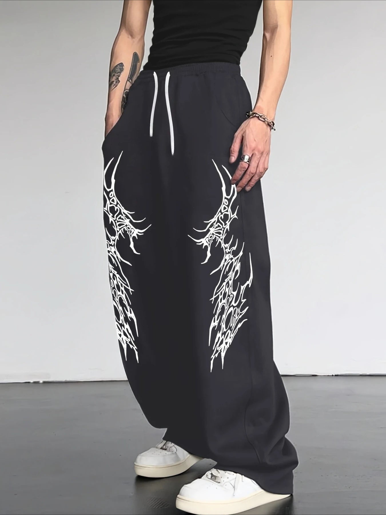 Men's 2026 New Dark Retro Striped Gothic Loose Straight Leg Pants