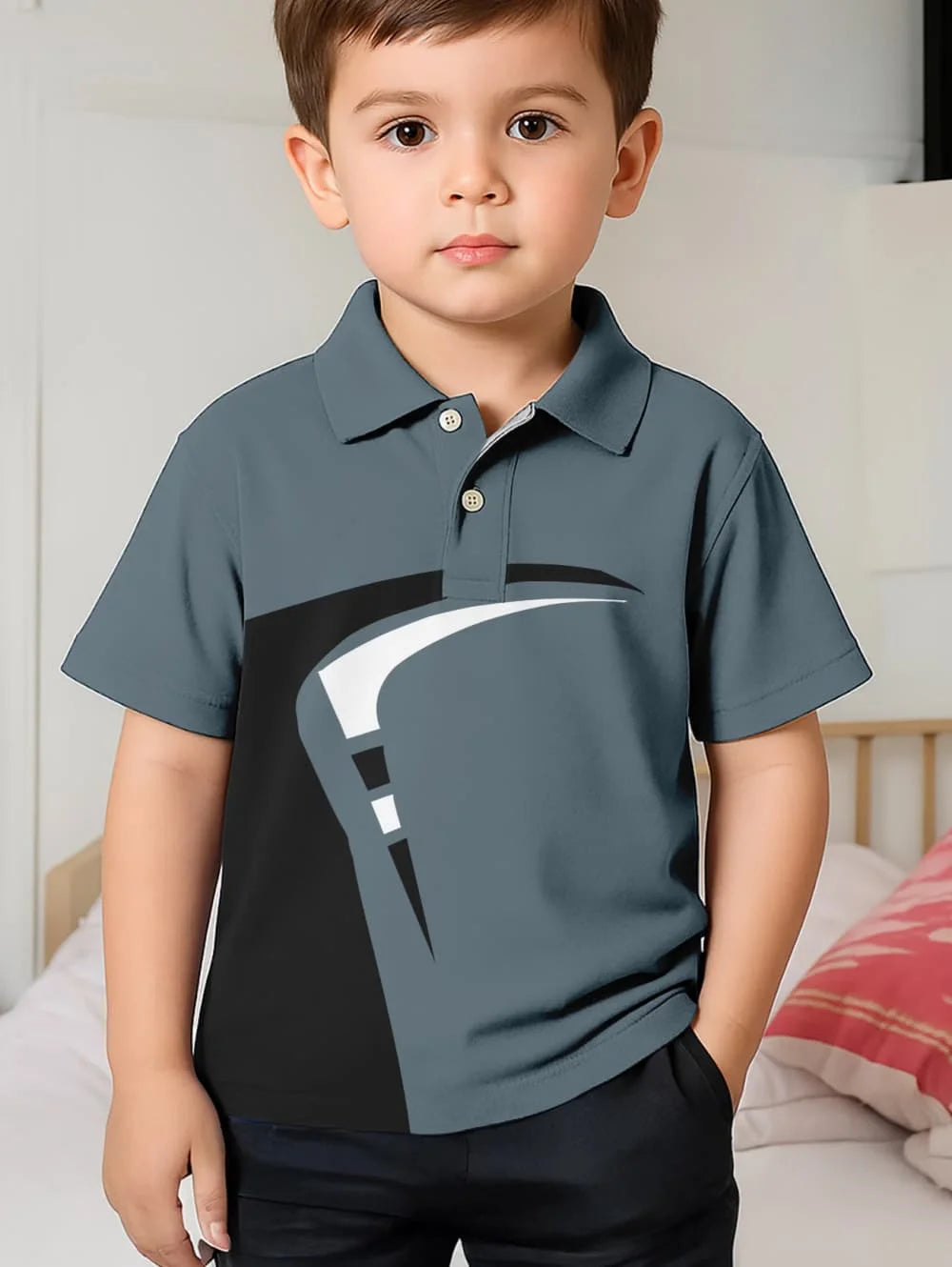 Polo Shirts for Kids, for Boys and Girls, with Gradient Striped 3D Print Fashion, also in Different Styles