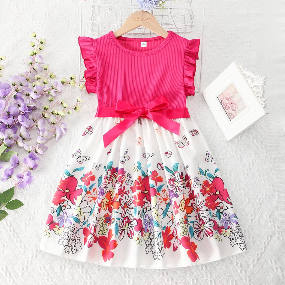 Girls Lace Up Sling Summer Dress, Sleeveless Dresses For 1-10 Years Cool Ventilated Clothes