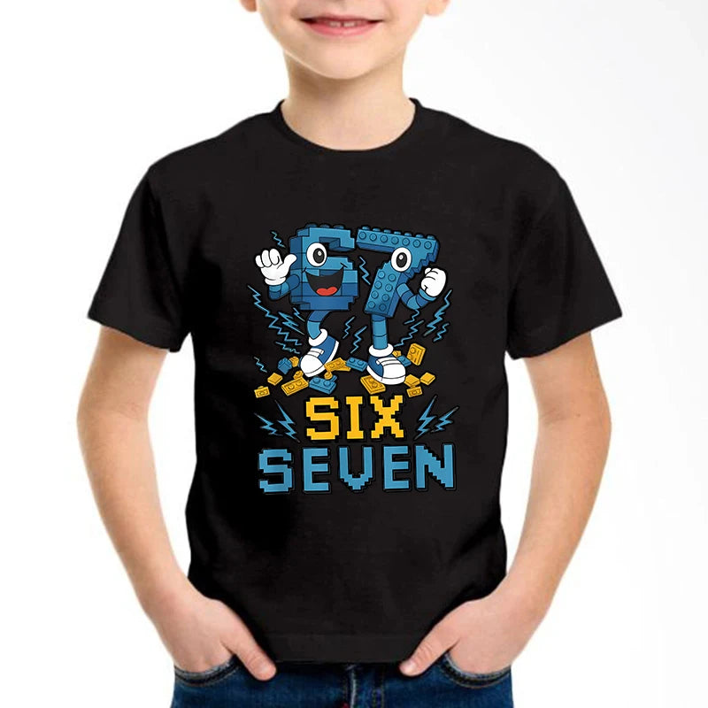 New Funny Six Seven Italian Brainrot Graphic Print T-Shirt Boy/Girl