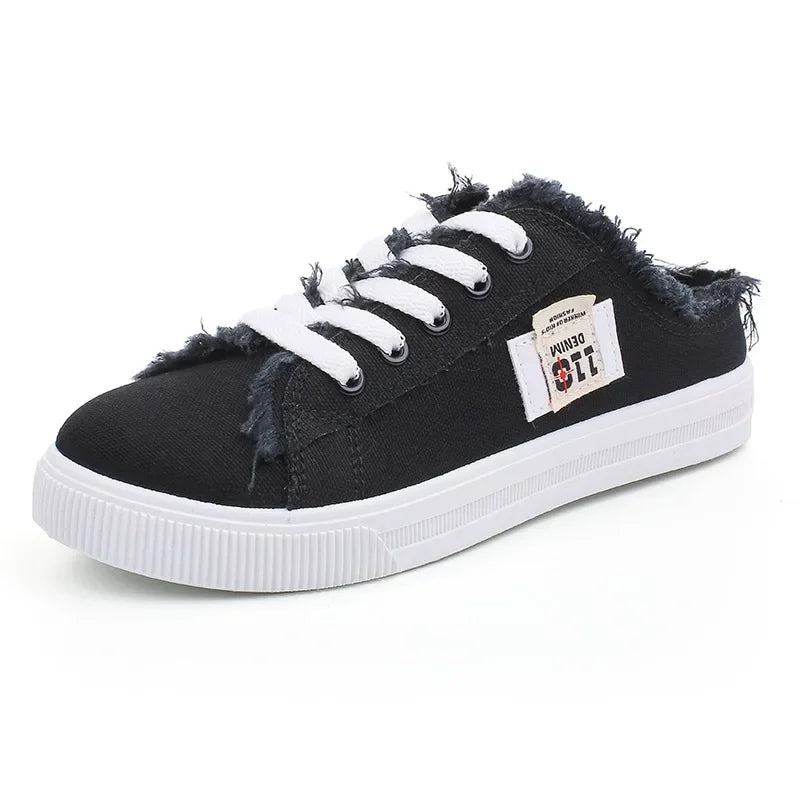 2024 Women's Canvas Board Sneaker Low Top Denim, Lace-Up
