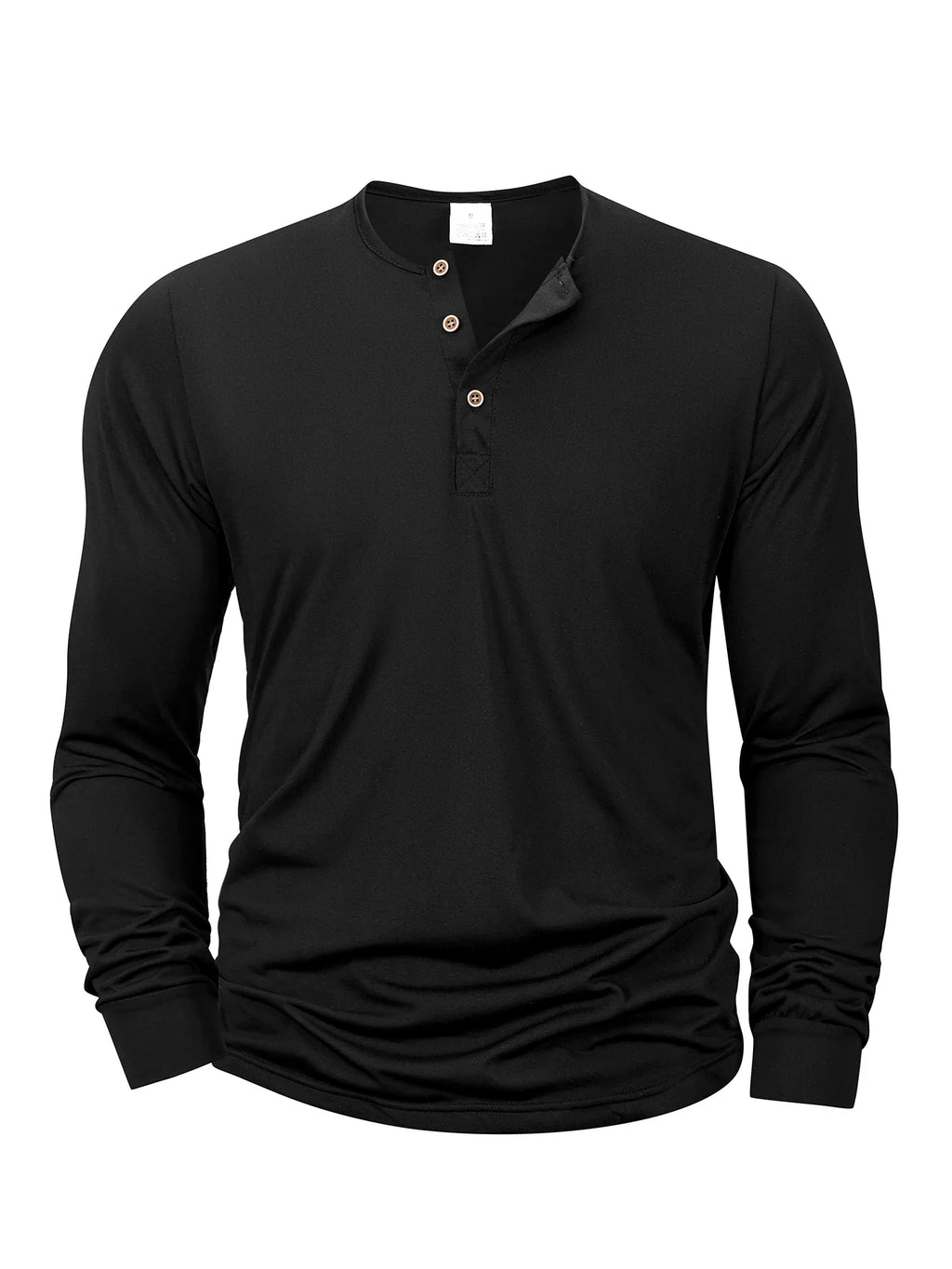 New Men's Henley Long Sleeve T-shirts, Basic Casual Collar, Comfortable Soft Pullover