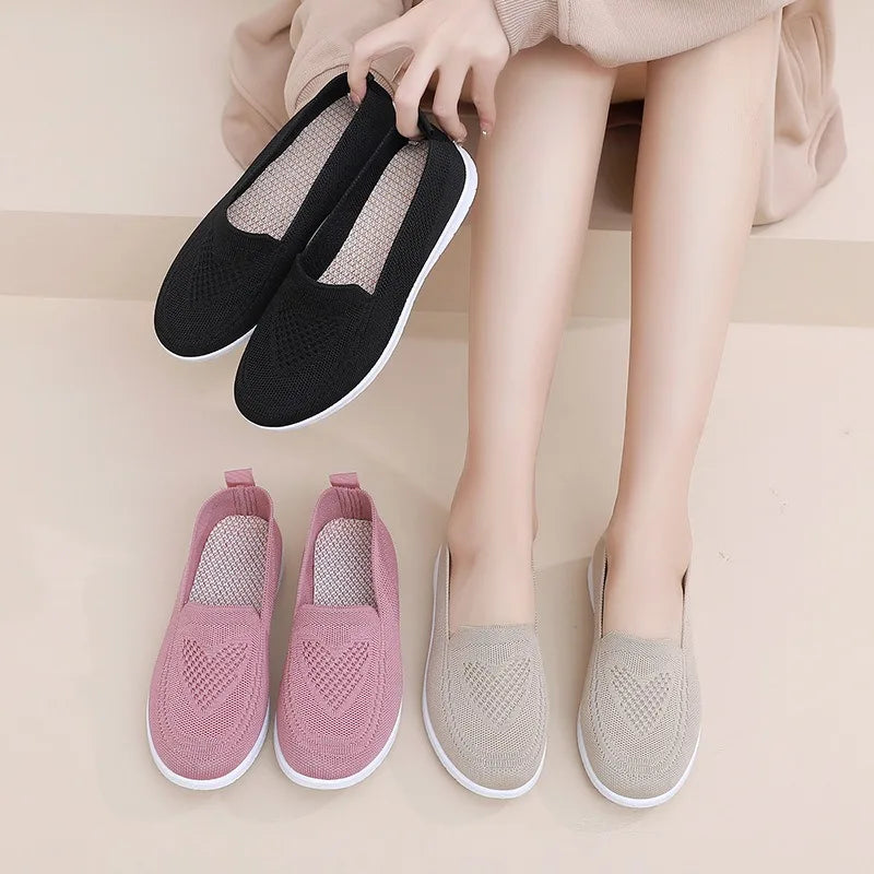Comfortable casual women's shoes breathable fabric solid colors low-cut