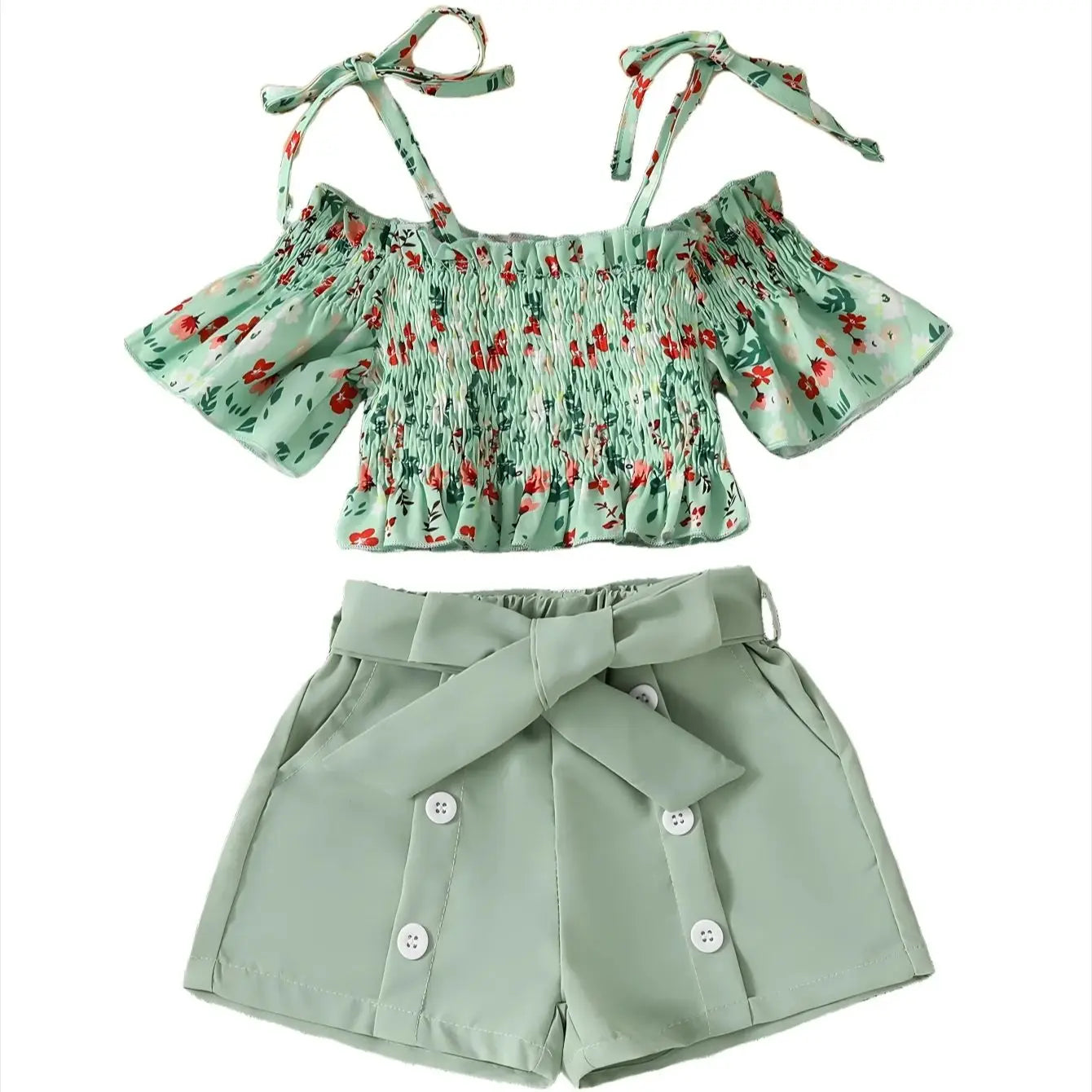 Girls' Fashion Floral Print Tank Top and Shorts 2pc Set