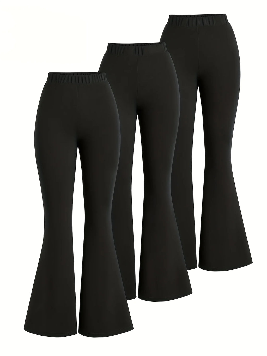Girls' 3Pc Black Bell-Bottom Pants, Comfortable and Fashionable Ages 3-11,