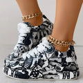 Women Sneakers Thick-Soled Hand-painted Graffiti Shoe