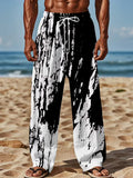 Black and White Ink Pattern 3D Printed Pants for Both Men and Women,