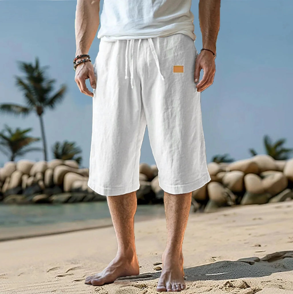 Men's Capri Pants, Lightweight Solid Color, Breathable6 Drawstring Cropped Capris