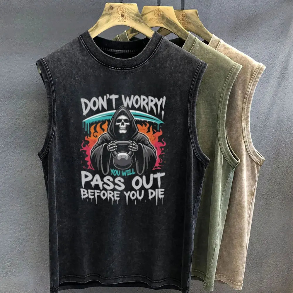 Oversized T Shirt for Men, Vintage Washed, Graphic Print Tank Top Sleeveless Vest