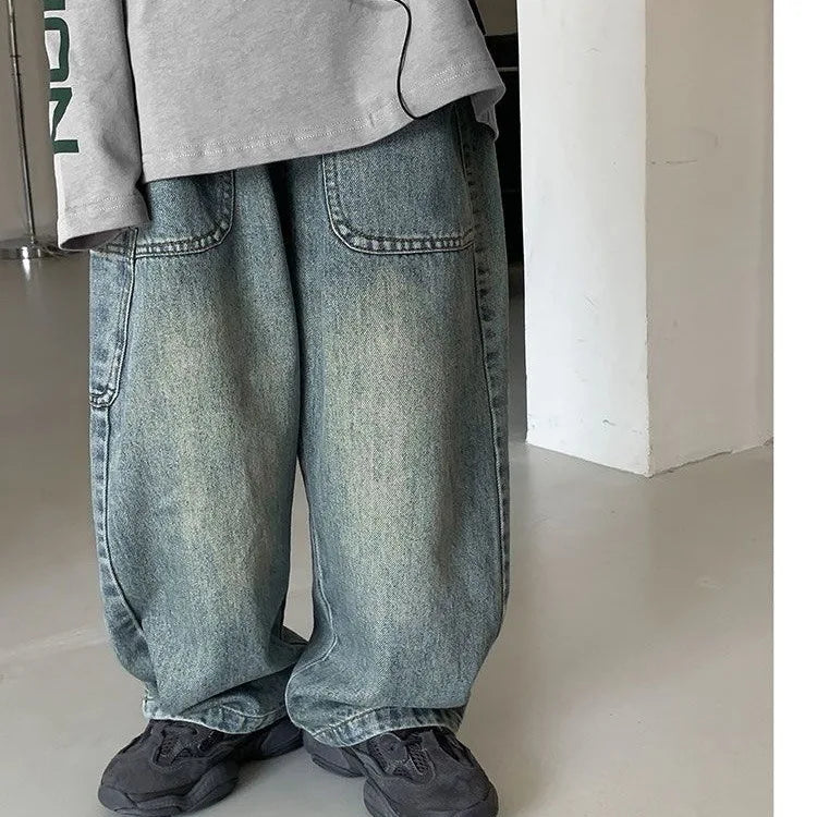 Toddler Boys Denim Pants Cotton Anime Pattern Jeans, Loose Elastic Waist