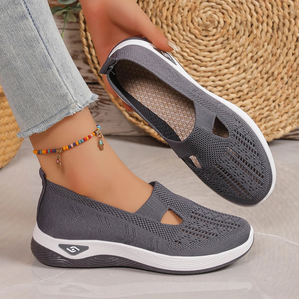 Women's Solid Color Breathable Sneakers, Low-top, Knitted, Breathable, Light Walking, in 6 Colors