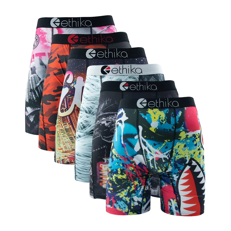 ETHIKA 6Pcs Men's Underwear Boxers, Breathable, Plus Size, Sexy Boxershorts