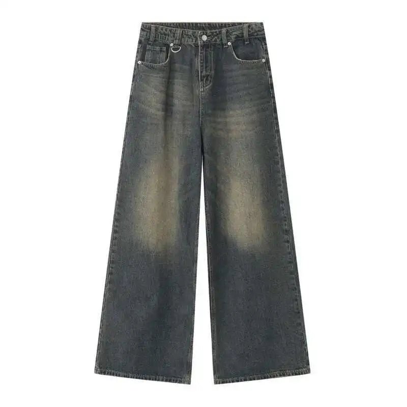 IEFB Vintage Fashion Camouflage Men's Jeans, Wide Leg Denim Pants