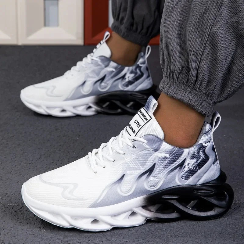 Men's Casual Sports Shoes Breathable Lightweight Flame Print