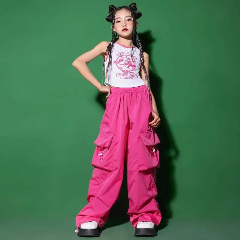 New Summer Streetwear Cargo Pants for Teenage Girls, Baggy Wide Leg