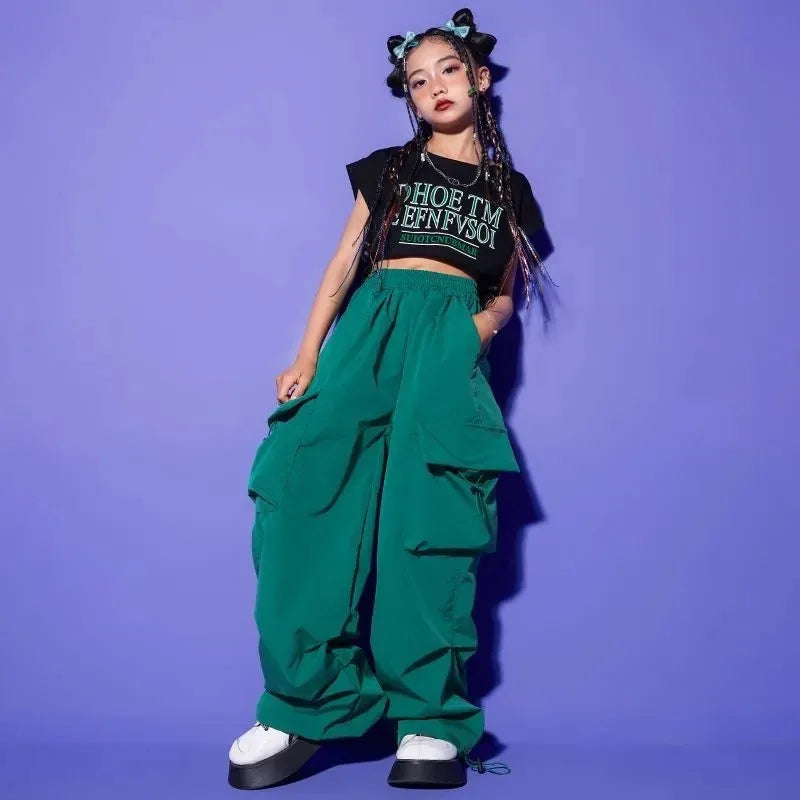 New Summer Streetwear Cargo Pants for Teenage Girls, Baggy Wide Leg