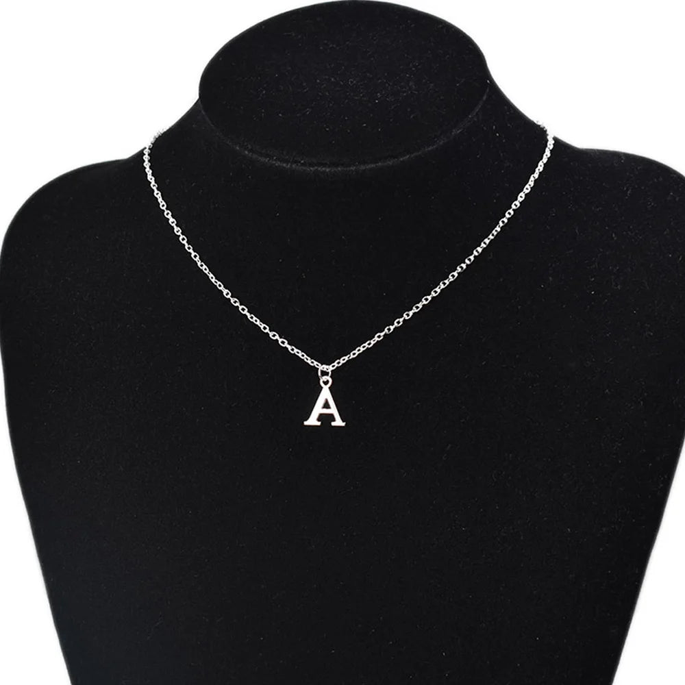 Silver Color A-Z Alphabet Letter Pendants Necklaces