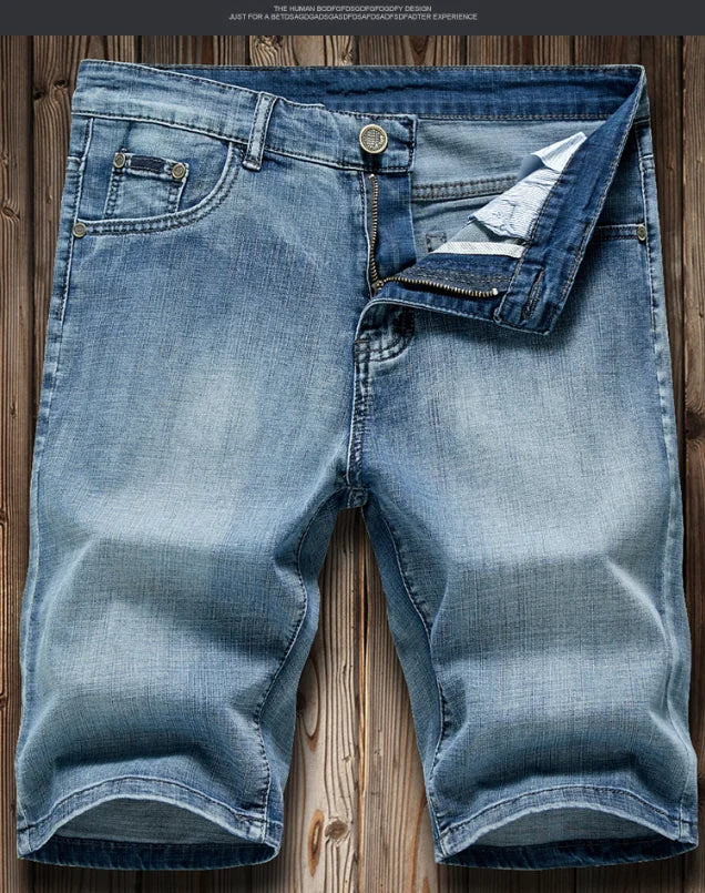 2026 Men's Denim Shorts, Stretch Dark Blue Fashion Design