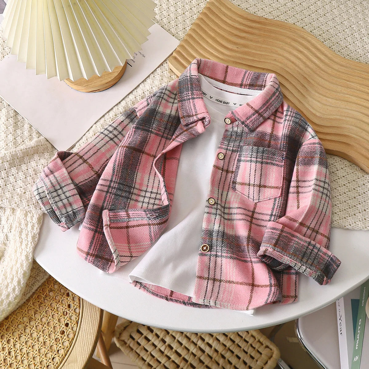 Autumn Unisex Blouses & Shirt Plaid Long-sleeved Children's Fashion Tops