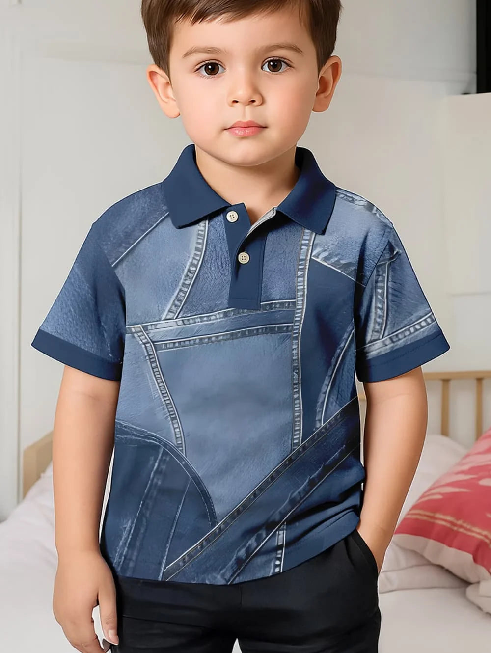 Polo Shirts for Kids, for Boys and Girls, with Gradient Striped 3D Print Fashion, also in Different Styles