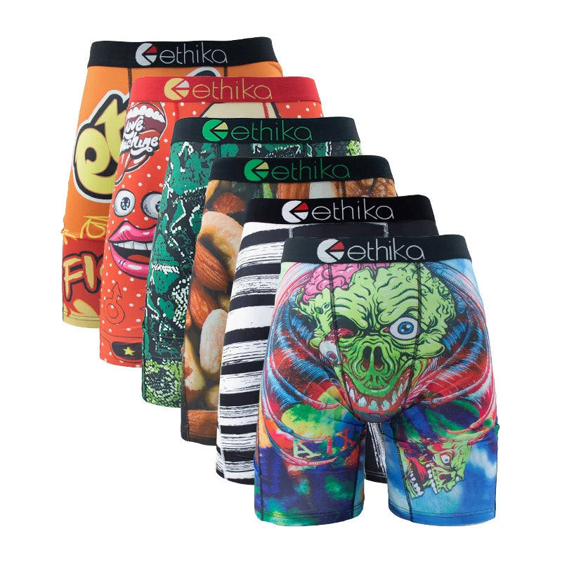 ETHIKA 6Pcs Men's Underwear Boxers, Breathable, Plus Size, Sexy Boxershorts