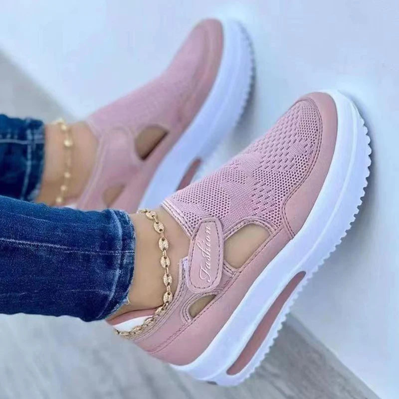 Red Casual Shoes, Women's Breathable Fashion Brand Sandals Platform,