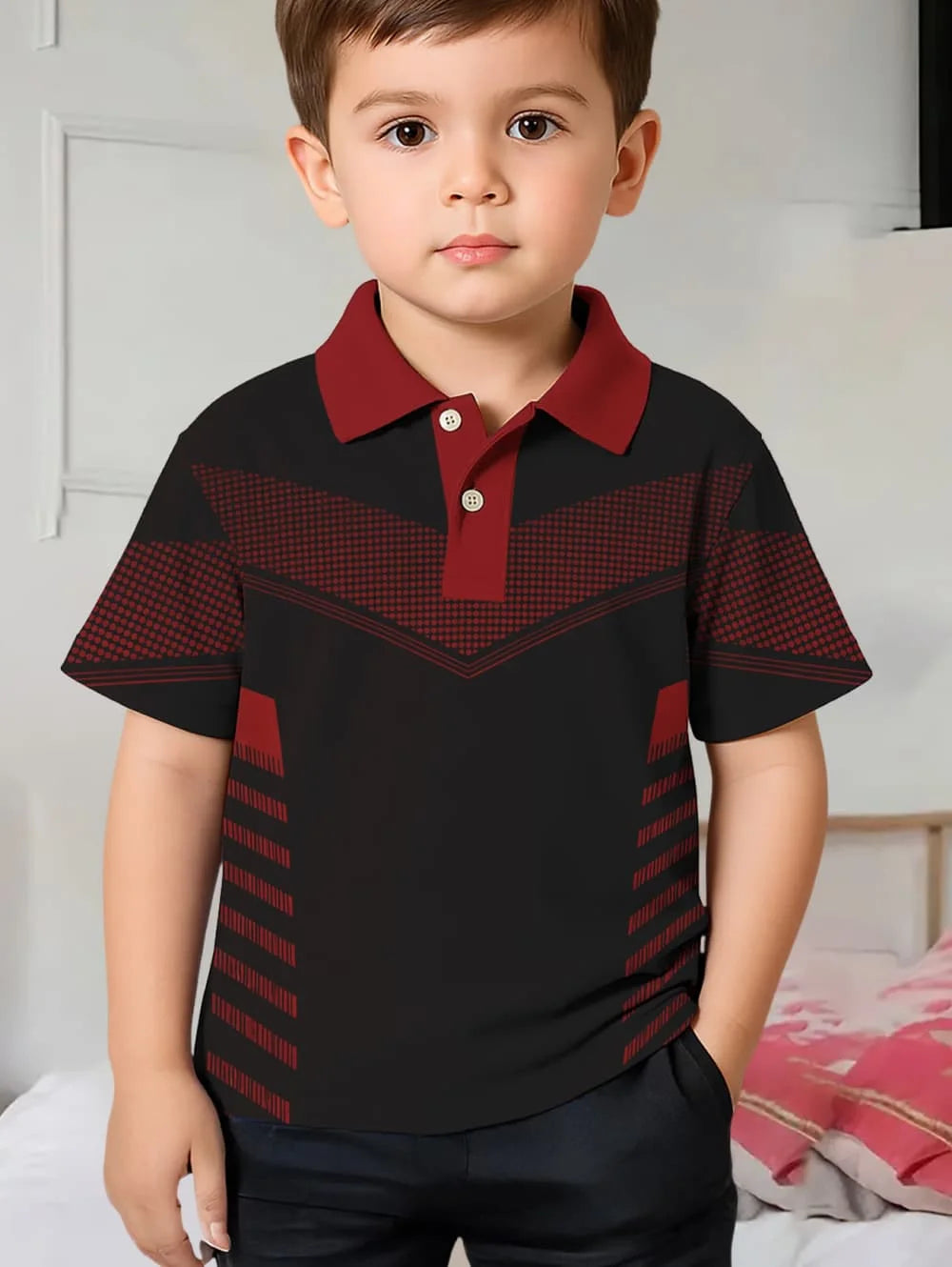 Polo Shirts for Kids, for Boys and Girls, with Gradient Striped 3D Print Fashion, also in Different Styles