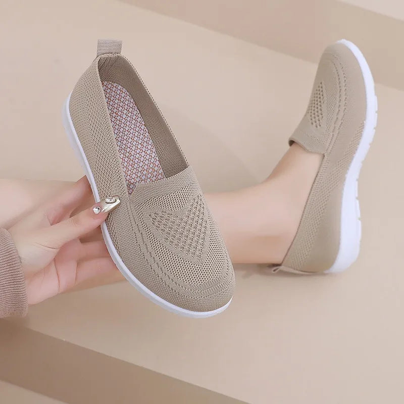 Comfortable casual women's shoes breathable fabric solid colors low-cut