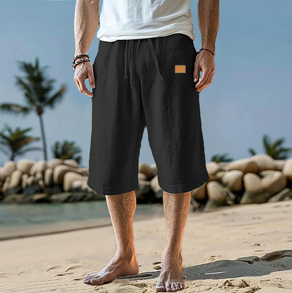 Men's Capri Pants, Lightweight Solid Color, Breathable6 Drawstring Cropped Capris