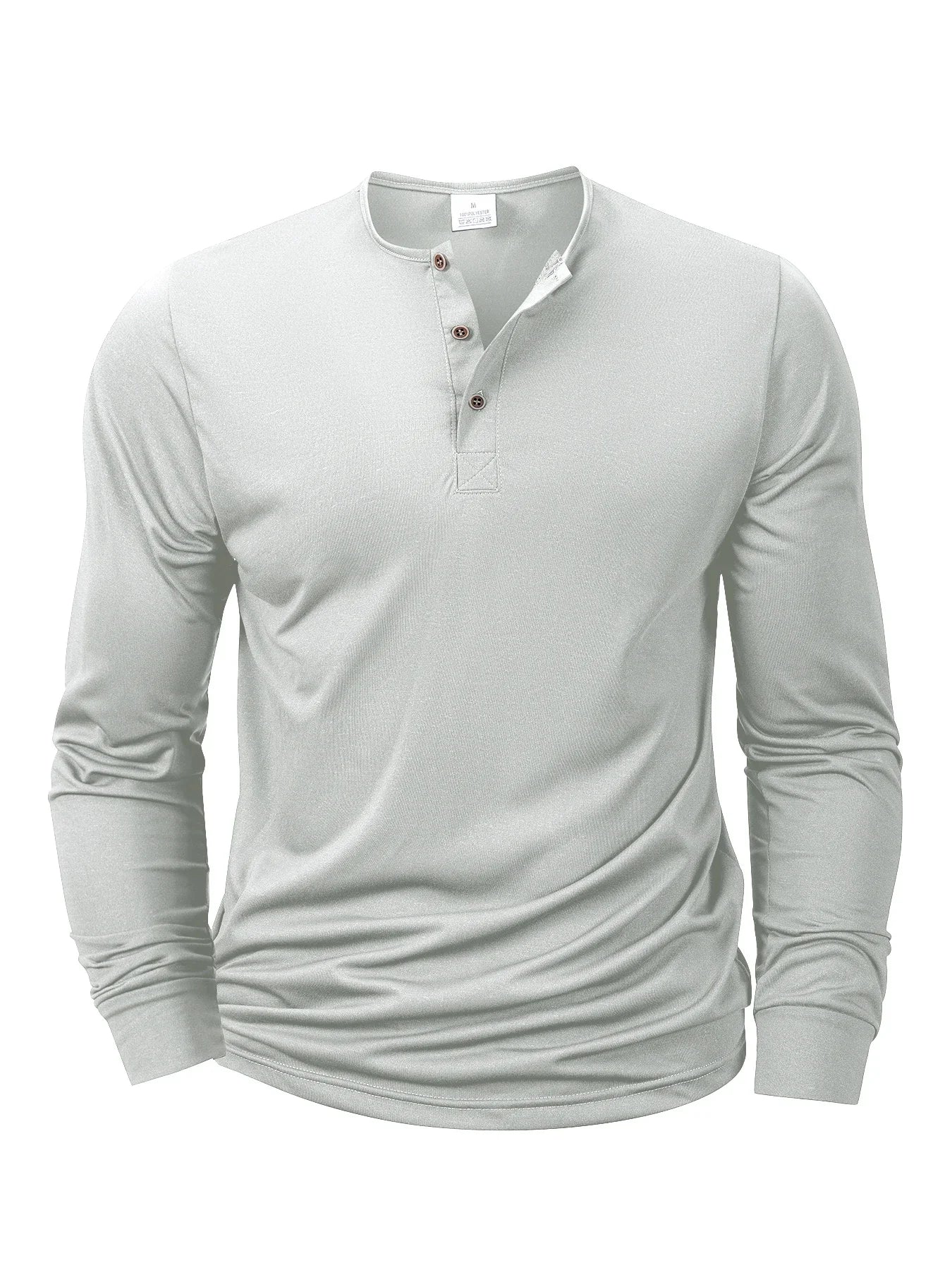 New Men's Henley Long Sleeve T-shirts, Basic Casual Collar, Comfortable Soft Pullover