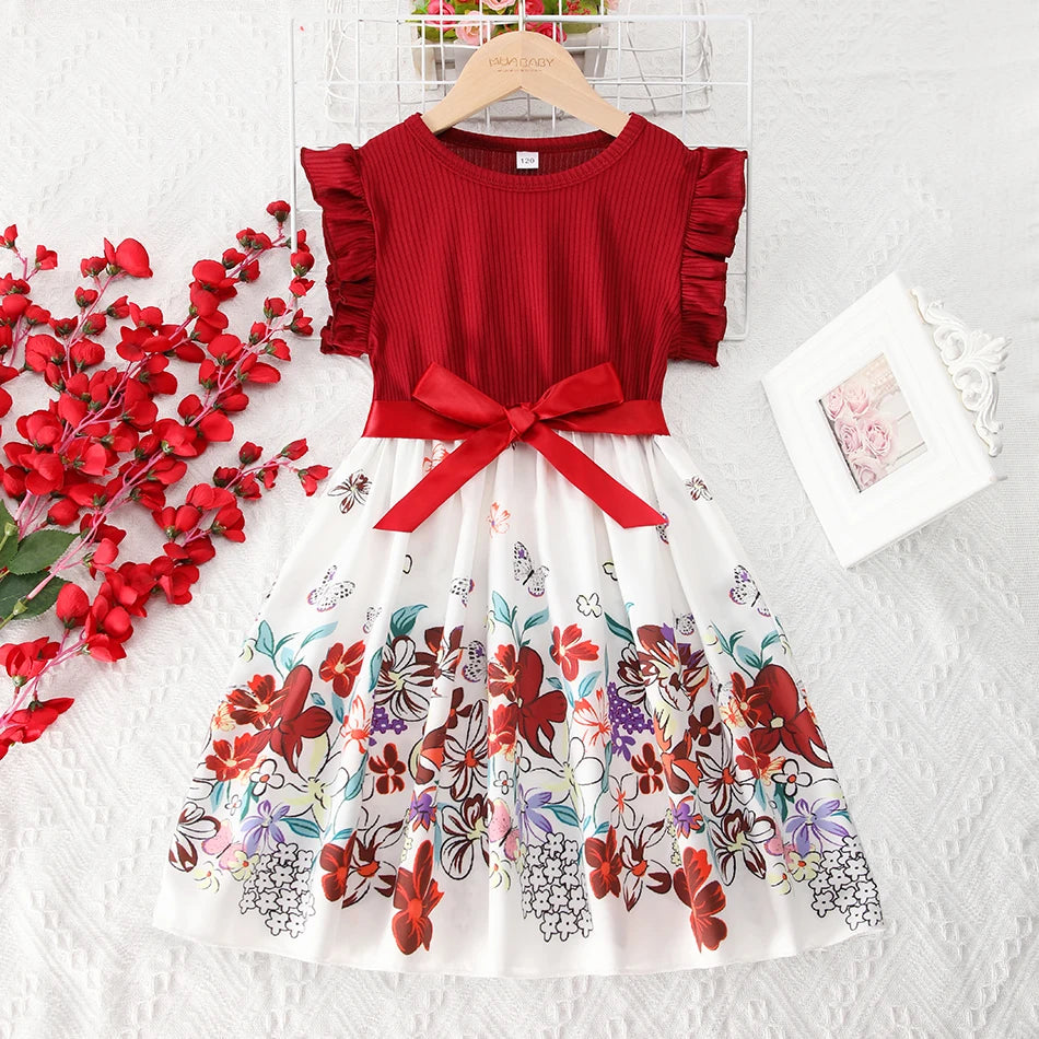 Girls Lace Up Sling Summer Dress, Sleeveless Dresses For 1-10 Years Cool Ventilated Clothes