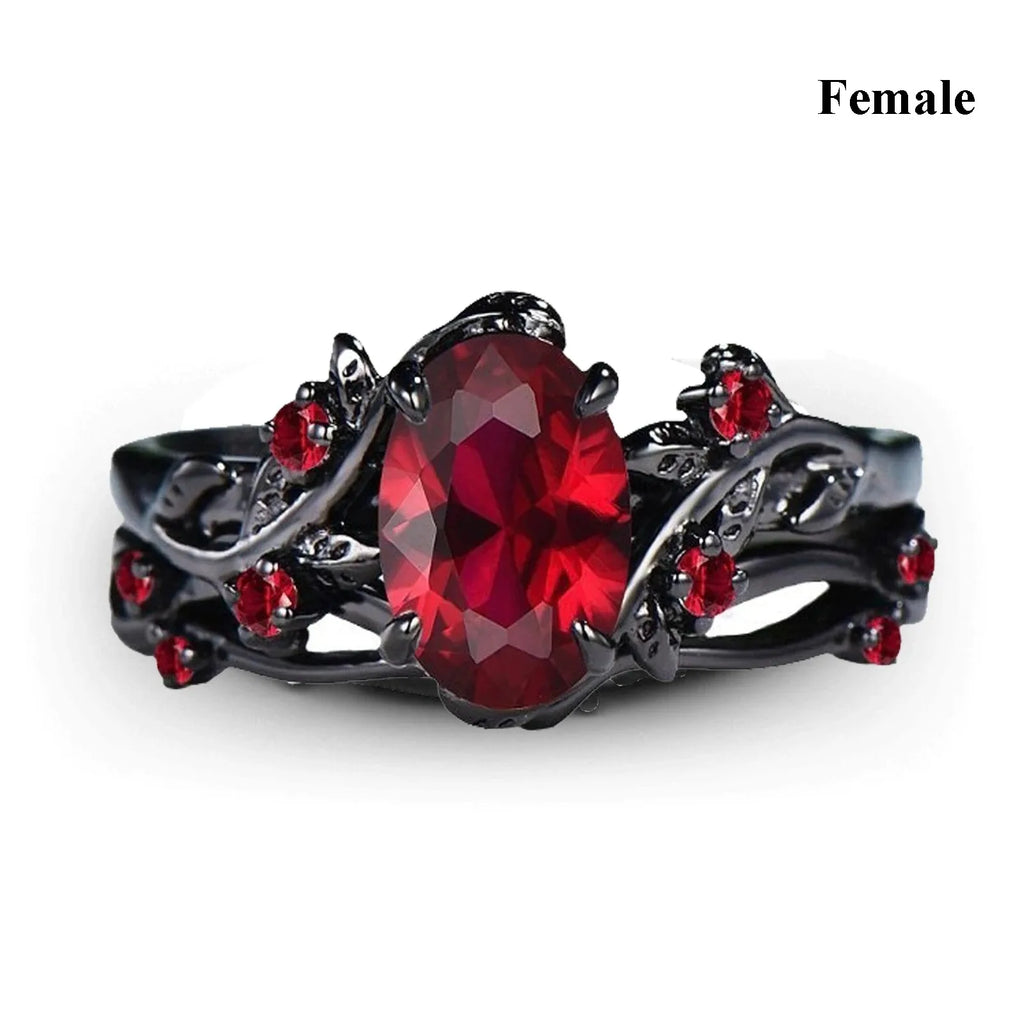 Couple Rings Romantic Purple Rhinestones CZ Rings Set, Trendy Steel Celtic Dragon Rings