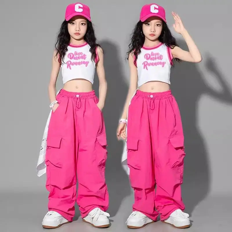 New Summer Streetwear Cargo Pants for Teenage Girls, Baggy Wide Leg