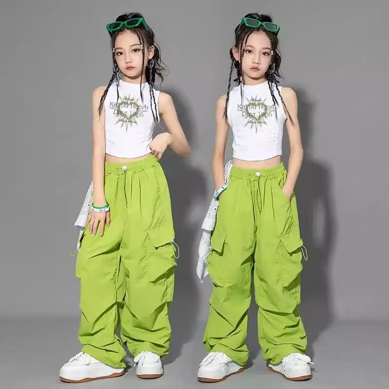 New Summer Streetwear Cargo Pants for Teenage Girls, Baggy Wide Leg