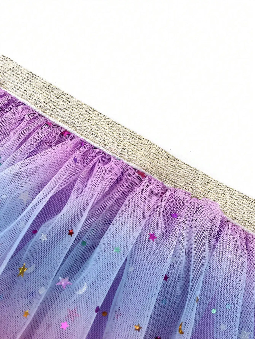 Girls' Gradient Tulle Skirt with Star & Moon Sequins