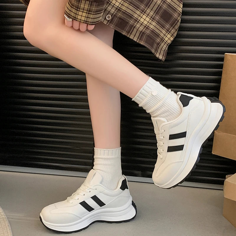 Summer Casual Patchwork Leather Sneakers